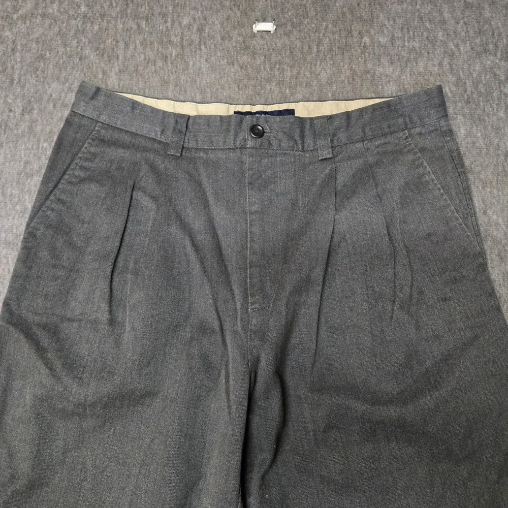 Vintage GAP Trousers Mens 36x32 Gray Pleated Cuffed Cotton Blend Pants Y2K